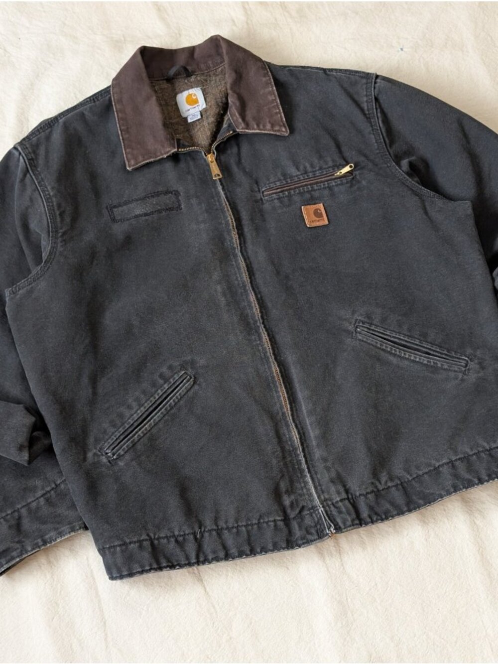 Carhartt Vintage Black Detroit Jacket Y2K Blanket Lined Faded XLTall J97 Mexico